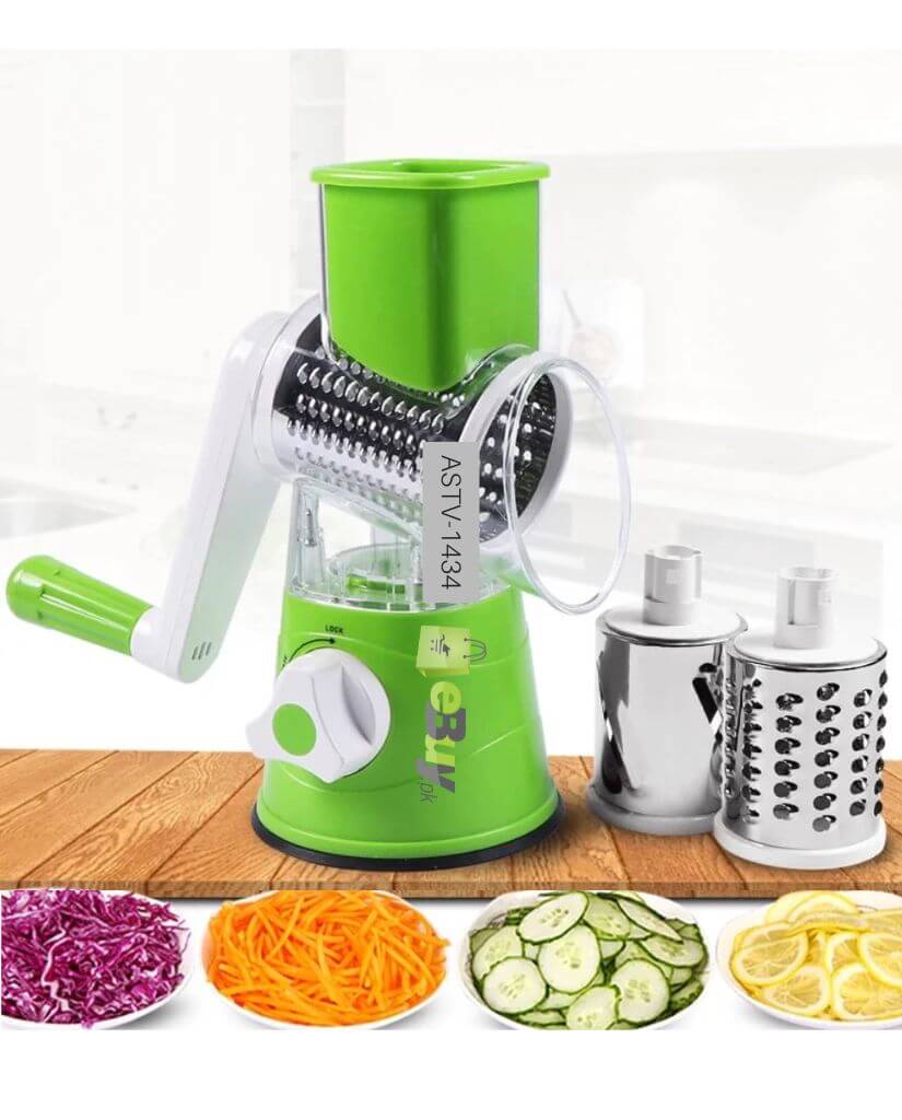 3 in 1 Table Top Drum Grater Stainless Steel Blades Use Easy Detachable Shredder