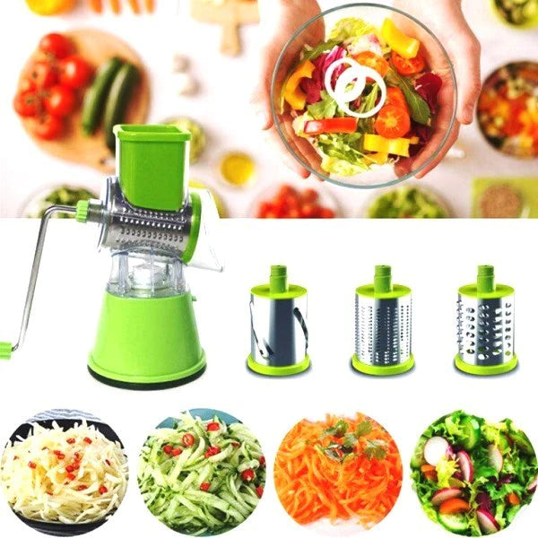 3 in 1 Table Top Drum Grater Stainless Steel Blades Use Easy Detachable Shredder