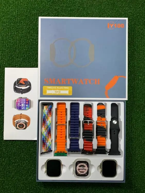 Y100 Couple Smartwatch with 11 Straps - Stay Connected in Style Together!