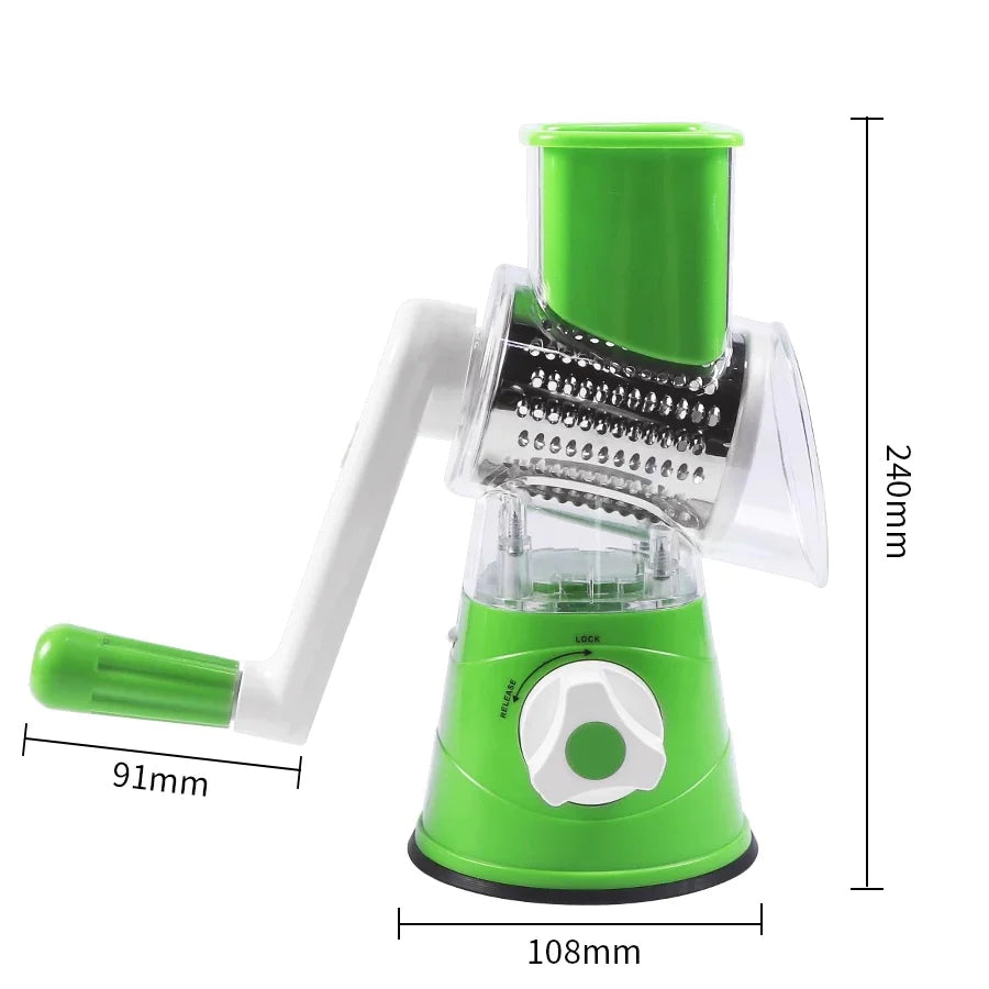 3 in 1 Table Top Drum Grater Stainless Steel Blades Use Easy Detachable Shredder