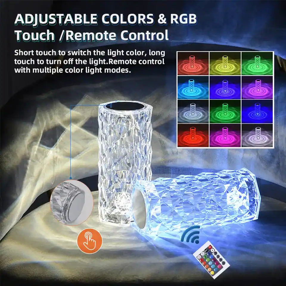 Diamond Rose Rechargeable Crystal Lamp