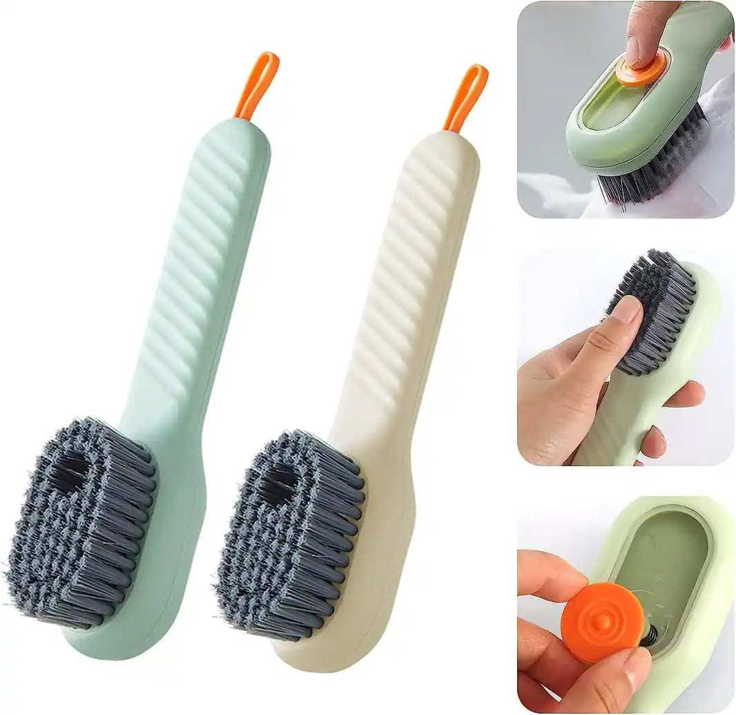 2 In 1 Liquid Dispenser Handle Brush For Shoes And Cloth