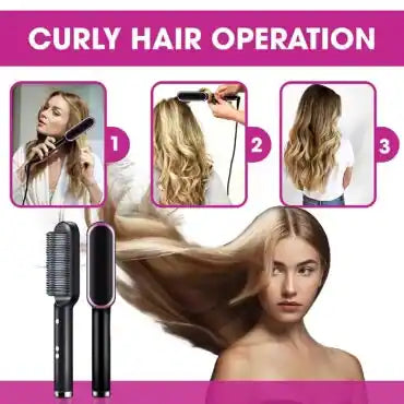 Hair Straightening Iron Brush