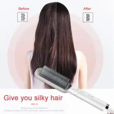 Hair Straightening Iron Brush